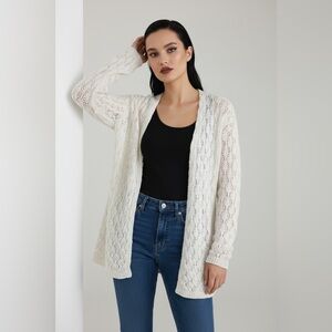Y2K Leo & Nicole Ivory Lace Open Cardigan